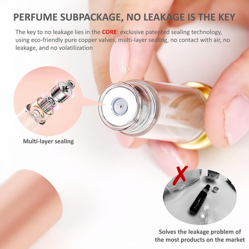 Fiwecos Perfume Travel Refillable Bottle Portable Atomizer Spray Bottle Fragrance Scent Pump Fill from Bottom Mini Pocket Size 5ml for Traveling and Outing (ROSEGOLD)