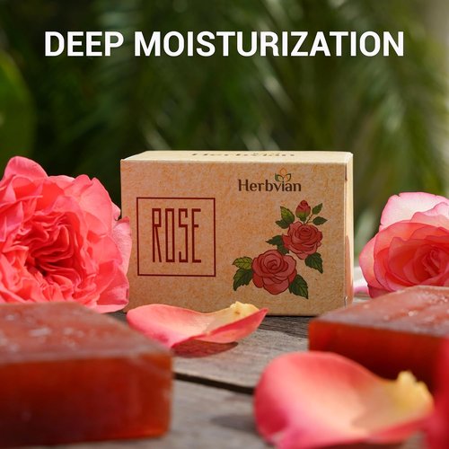 Skiennix Rose Herbal Soap Bars - Moisturizing Bath & Face Cleanser | 2 Pcs with Cymbopogon Martinii Scent