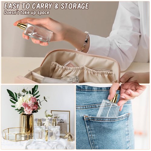 Luxsego Perfume Bottle Atomizer 30ML Refillable Fine Mist Spray Bottles, Empty Glass Essential Oil Container for Travel, Handbag or Date, With Storage Bag & Funnels(Classic Fashion)