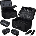 Costravio Makeup Bag Organizer Large Makeup Case Backpack Professional 2 Layers Cosmetic Storage Organizer Brush Slot with 3 Clear Set Bags for Makeup Artists with Shoulder Strap Adjustable Dividers