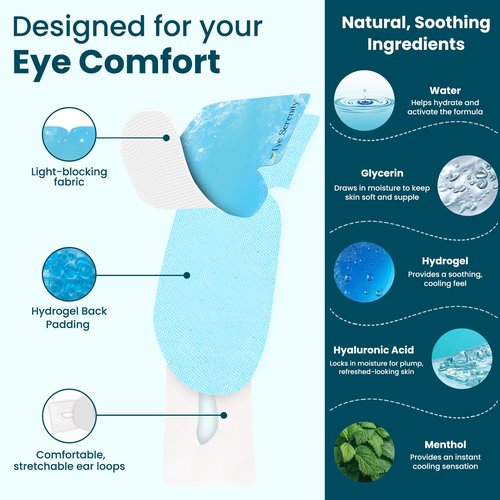 CHILL Self-Cooling Eye Mask for Puffy Under-Eyes, Dark Circles, Hyaluronic Acid Long-Lasting Disposable Cooling Eye Compress, Valentine's Day Gifts for Her, Spa and Self-Care Gifts for Women and Men