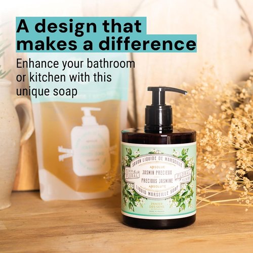 Panier des Sens - Precious Jasmine Hand Soap - Moisturizing & Refillable 16.9 Fl Oz - 96% Natural Ingredients