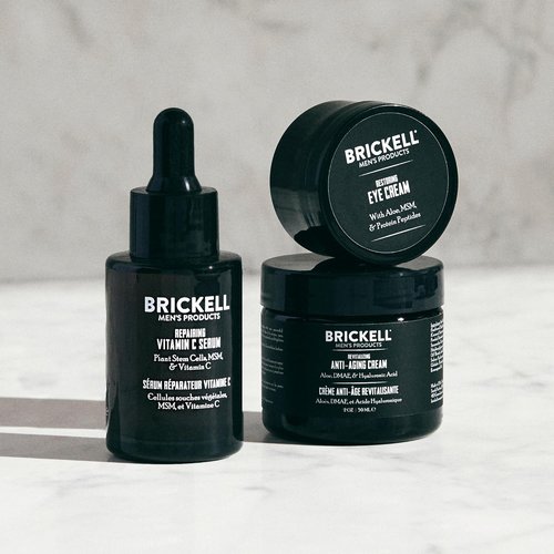 Brickell Men's Advanced Anti-Aging Skin Care Set - Night Cream, Vitamin C Serum & Eye Cream
