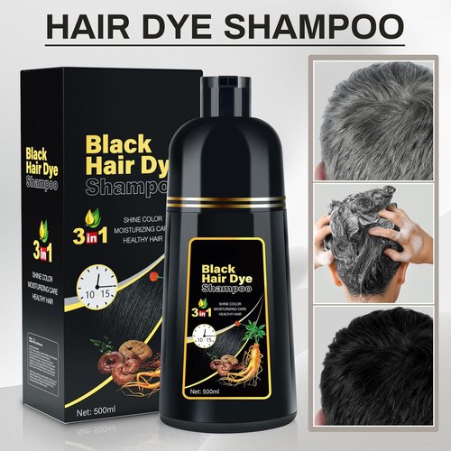 Cosmpro Black Hair Dye Shampoo - 3-in-1 Herbal Formula for Gray Coverage | Natural Black Color for Women