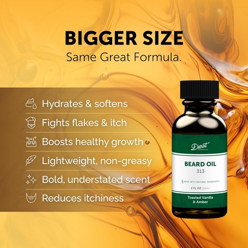 Detroit Grooming Beard Oil - Hydrating & Nourishing Formula with Vitamin E | Toasted Vanilla & Amber (2 oz)
