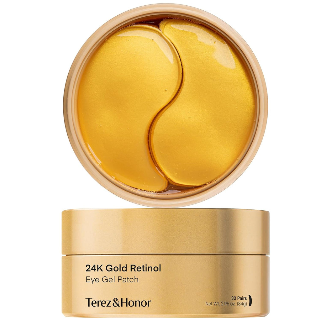 TEREZ & HONOR 24K Gold Retinol Under Eye Patches - 60 Hydrogel Masks with Collagen for Dark Circles & Puffiness | Self-Care Gift for All