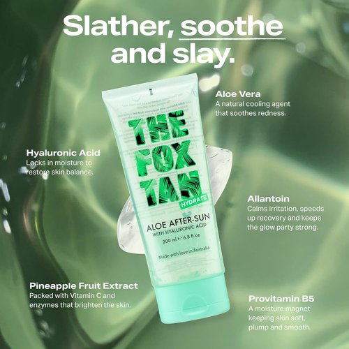 Fox Tan Aloe After-Sun Gel - Cooling & Soothing Hydration for Sunburnt Skin | Vegan & Cruelty-Free, 200mL