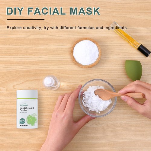 Sturelehub Mandelic Acid Powder, 2OZ / 58g 99.9% Purity, Natural, Cosmetic Grade, DIY Mandelic Acid Serum, Mandelic Acid Peel/Mask, Make Your Own Mandelic Acid Cream, Moisturizer