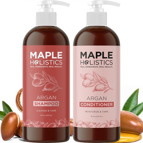 **Argan Oil Shampoo & Conditioner Set - Paraben & Sulfate Free for Frizz Control & Moisture**
