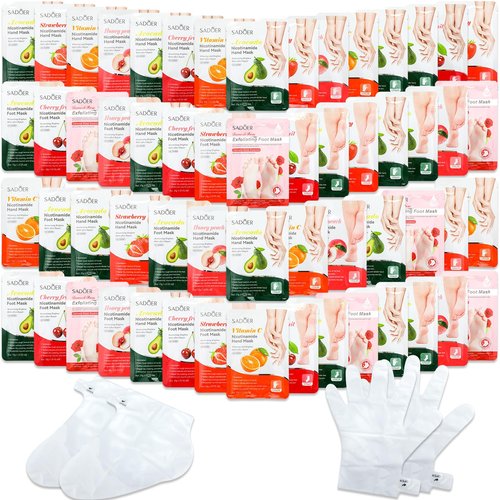 Swiffen 48 Pcs Fruits Beauty Hand Foot Mask Bulk Hydrating Hand Foot Moisturizing Gloves Aloe Mask for Spa Kit Beauty Skincare Gift Kits for Women