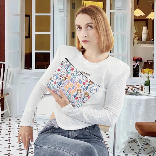 G2TUP Novelty Dentist Gifts for Women Travel Makeup Bag Brush Floss Smile Zipper Organizer Dental Dental Hygienist Gift Idea (Brush Floss New)