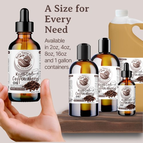 Bella Terra Oils – Roasted Bean Oil 8 oz – Pure Extract from Roasted Seeds, Enriched with Fatty Acids, An Elixir for Skin