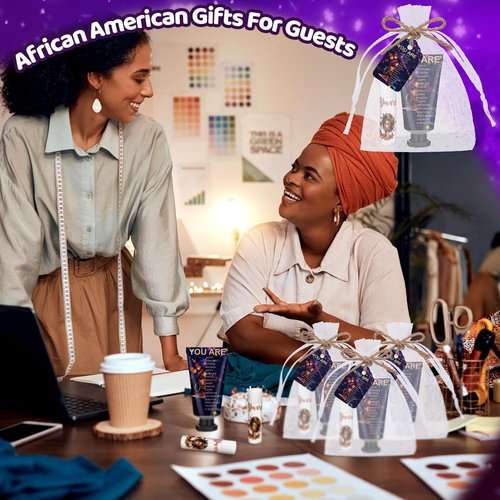Swiffen 24 Sets Christian Hand Cream and Lip Balm Gift Set Christian Gift for Women Travel Size Hand Lotion Bible Verse Lip Balm Bulk for Baby Bridal Shower Mom Mothers Day Gifts(African American)