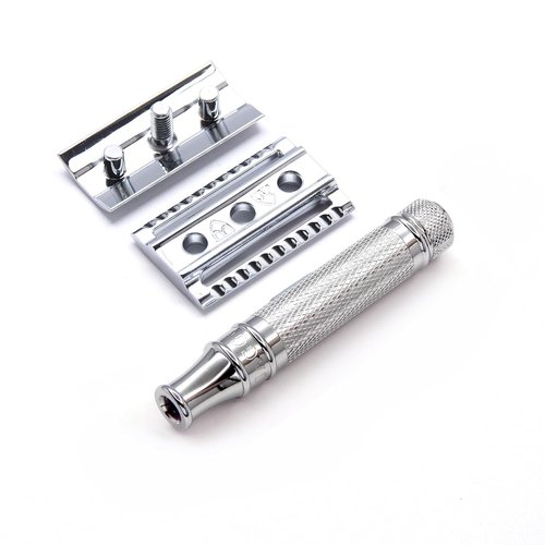 Edwin Jagger Classic Double Edge Safety Razor - Eco-Friendly & Reusable | Short Handle, Knurled Design