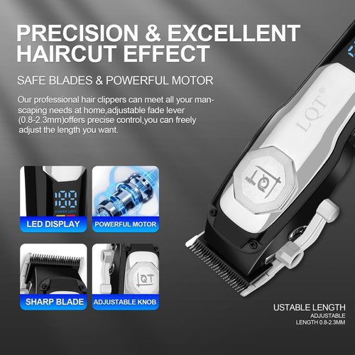 LQT Hair Clipper Kit for Men Grooming Set with Precision Hair Clippers, Detail Trimmer, Shaver, and Travel Case - Hair Cutting Kit for All Hair Types, Home & Professional Use