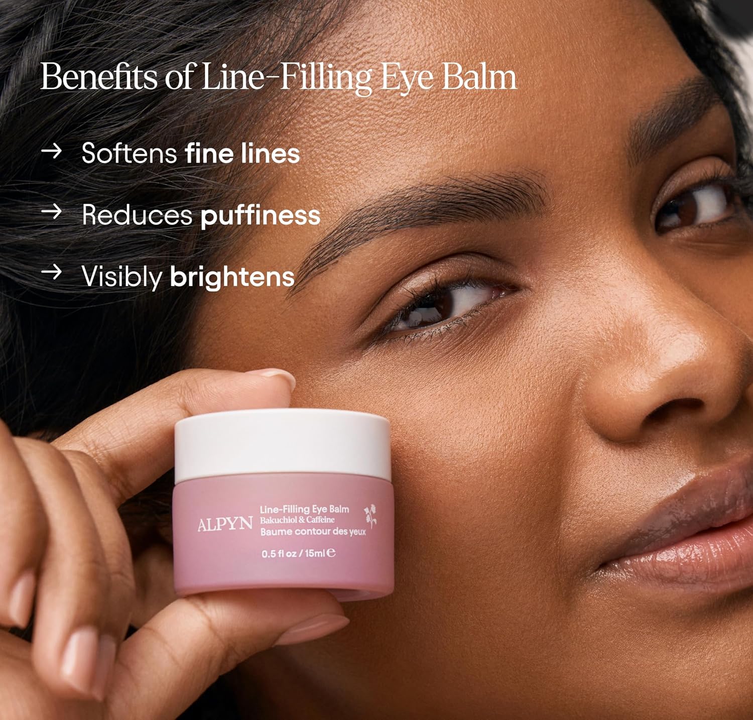 Alpyn Line-Filling Eye Balm - Bakuchiol & Caffeine Formula to Reduce Fine Lines & Puffiness | 0.5 oz / 14 ml