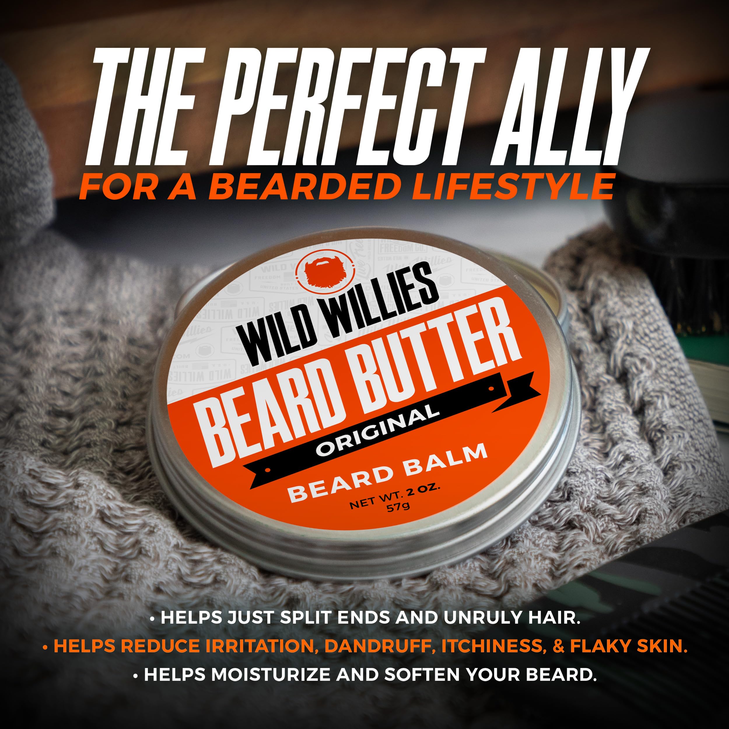 Wild Willies Premium Beard Balm for Men, Leave-In Butter Conditioner with Organic Ingredients, Promote Growth, Removes Itch & Dandruff - Restores Moisture - Cool Mint, 2 Oz
