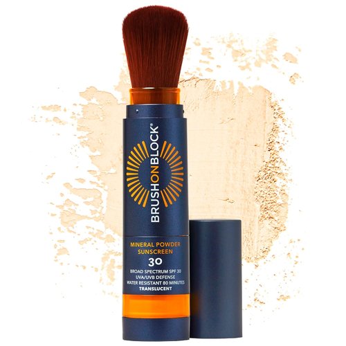 Brush On Block SPF 30 Mineral Powder Sunscreen - New Formula with Niacinamide & Vitamin C | Translucent, Water-Resistant, Reef Friendly