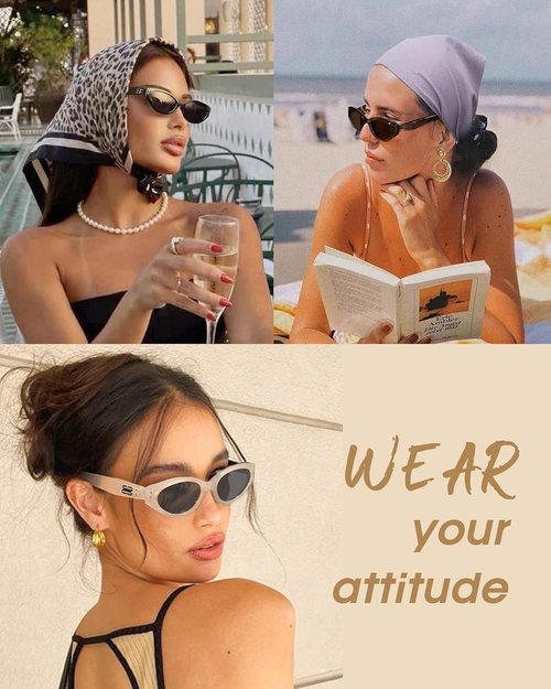 FURTALK Oval Sunglasses - Vintage Cat Eye Design with Polarized UV Protection | Stylish 90s Trendy Sunnies