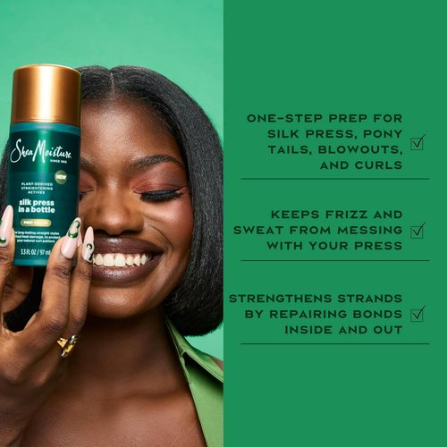 SheaMoisture Silk Press Prep Cream - Heat Protection & Curl Preservation | 3.3 Fl Oz
