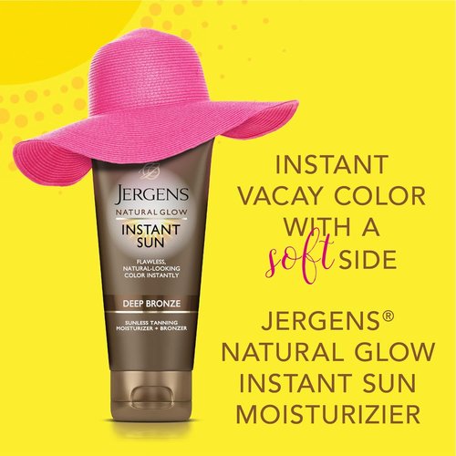 Jergens Natural Glow Instant Sun Tanning Moisturizer - Lightweight Bronzer for Deep Bronze Glow, 6 Oz