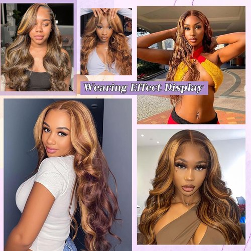 DSEKCAIN P427# Highlight Honey Blonde 2x6 Body Wave Lace Closure 100% Real Human Hair 12 Inch Transparent hd 2x6 Lace Closure