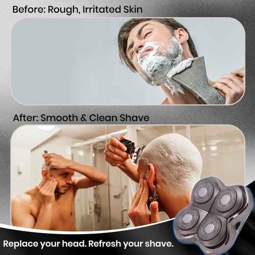 2 Pack Pro 4 Shaver Replacement Heads for Pitbull Shaver Gold PRO, Silver PRO, Platinum PRO, Floating 4 Heads for a Fast, Close and Smooth Shave