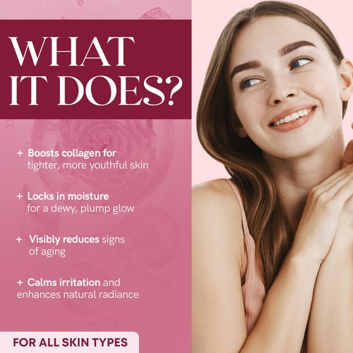 The Beauty Nectar Collagen Face Serum with Rose – Firms Skin, Boosts Hydration, Soothes Dryness – Dermatologist Tested, Anti-Aging, Korean Skin Care – Clean Vegan Formula for Sensitive Skin – 2 Fl Oz