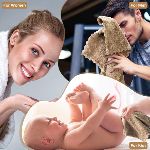 Newwiee 100 Pcs Washcloths Quick Drying Bathroom Wash Clothes 12 x 12 Inch Face Towels Microfiber Soft Wash Rags Bulk for Your Face and Body Facial Towels for Spa Fingertip Towel(Brown)