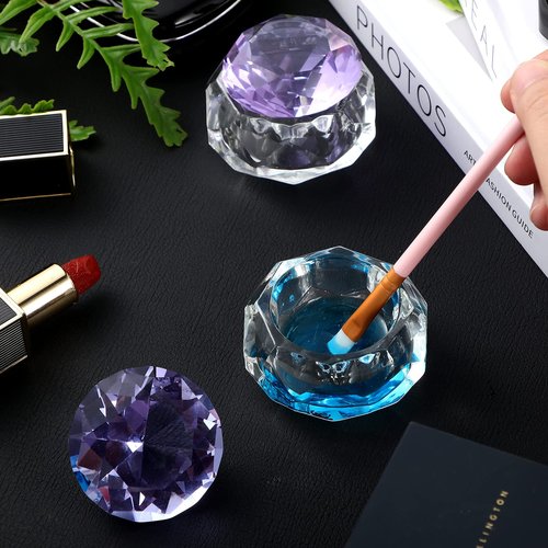 Patelai 2 Pcs Nail Art Acrylic Liquid Powder Dappen Dish with Lid, Nail Crystal Bowl Glass Dapping Dish Bowl Glassware Crystal Cup Gift for Girls Manicure Care Tools DIY Manicure
