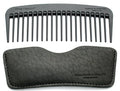 Chicago Comb Model 10 Carbon Fiber + Black Horween Leather Sheath, Wide Tooth, Made in USA
