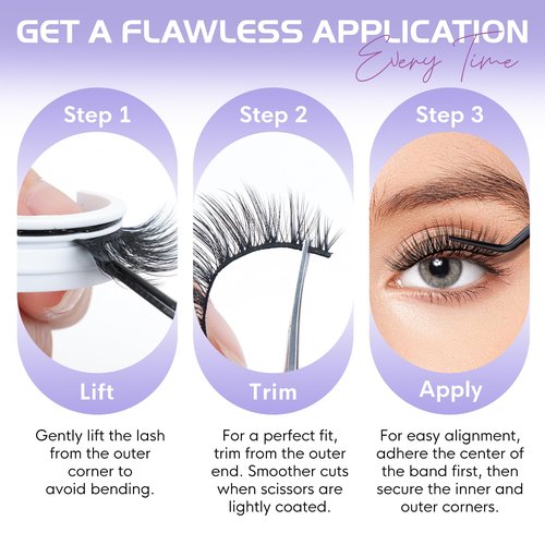 Self Adhesive Eyelashes, Natural Look Pre Glued No Glue Needed Reusable Press On Lashes False Eyelashes Wispy with Tweezer of Replacement Adhesive Strips 8-14mm 5 Pairs by WINKGIGGLE(H55)