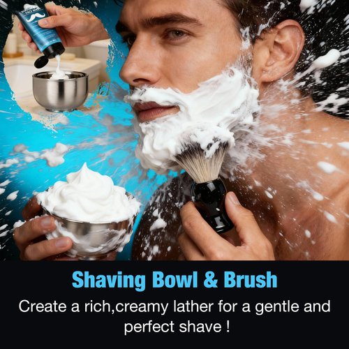 Shaving Kit for Men Sensitive Skin,Natural Cologne Shaving Cream,Balm,Bowl,Razor,Tumbler Cup,Mens Self Care &Grooming Valentines Fathers Day Birthday Gifts for Men Dad Him Boyfriend Christmas Gift Set