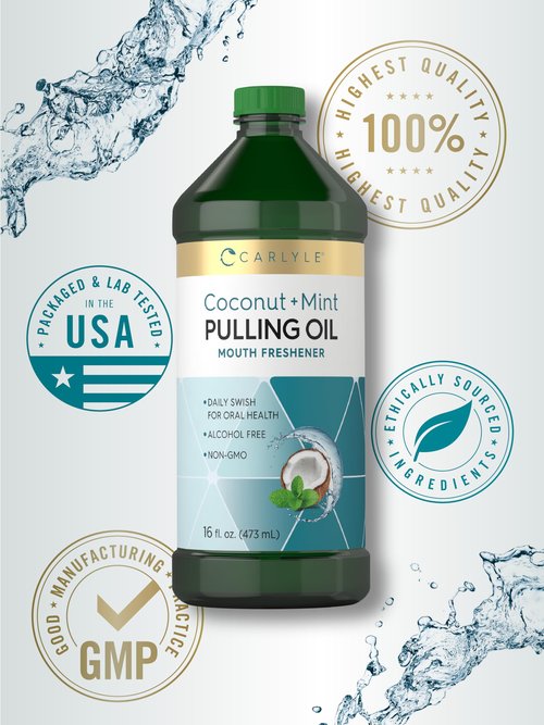Carlyle Pulling Oil for Teeth & Gums | 16 Fl Oz Pack of 2 | Coconut and Mint | Alcohol Free & Non-GMO