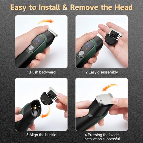 Beard Trimmer for Men: Professional Barber Hair Clippers, 5-in-1 Cordless Grooming Kit, Rechargeable Electric Razor & Shaver for Face, Mustache, Body, Ear, Nose Hair Trimmer with LED Display, Cyan