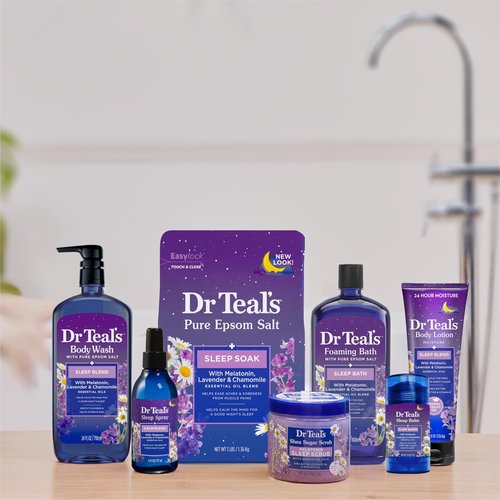 Dr Teal's Foaming Bath with Pure Epsom Salt, Melatonin Sleep Soak with Essential Oil Blend, 34 fl oz (Pack of 4)