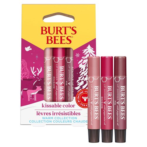 Burt's Bees Shimmer Lip Tint Set - Moisturizing Tinted Lip Balm for All-Day Hydration | Warm Collection (3-Pack)