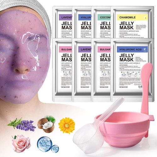 KERUILA Jelly Masks For Facials Professional, Peel Off Jelly Face Mask Skincare, Jelly Mask Powder for Facials Mask Mixing Bowl Set, Hydrojelly Mask Kit for Hydrating, Nourishing Soothing