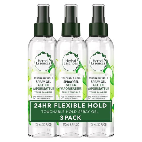 Herbal Essences Hair Spray Gel - Touchable Hold Styling Gel for Curly Hair | 5.7 Fl Oz (Pack of 3)