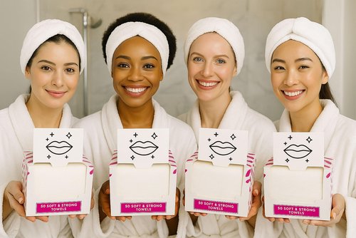 Shimmer Anna Shine XL Disposable Face Towels – 50 Count Ultra-Soft Lint-Free Dry Facial Wipes, 100% Viscose Towels for Skincare, Makeup Removal & Sensitive Skin