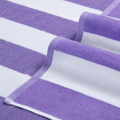 LULUHOME Large Oversized Beach Towel - Soft Cotton Striped Pool Towel 36 x 70 Inch | Purple for Adults