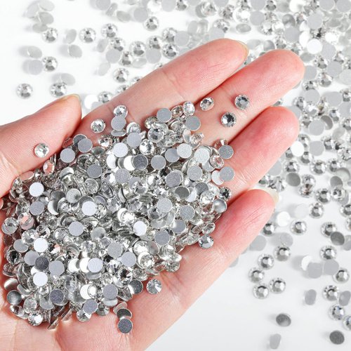 Beadsland Flatback Rhinestones Bulk,14400pcs White Rhinestones for Nails Crafts Clothes DIY Decoration, Crystal, SS12,3.0-3.2mm
