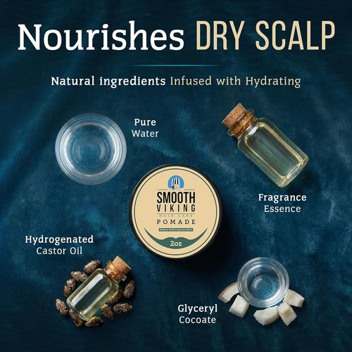 Smooth Viking Pomade - Medium Hold & High Shine Water-Based Hair Cream for All Hair Types | 2oz Made in USA