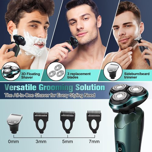 Electric Razor for Men,Mens Razors for Shaving face,LED Display Rechargeable Blades Electric Shavers for Men Floating Head Replaceable Blades, IPX7 Waterproof