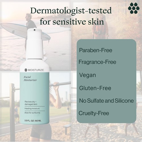 Dermasport Face Moisturizer for Athletes, Hydrating Facial Lotion with Hyaluronic Acid & Vitamins A + C, Non-Greasy Daily Moisturizer for Men & Women, Anti-Aging Face Cream for Dry & Sensitive Skin