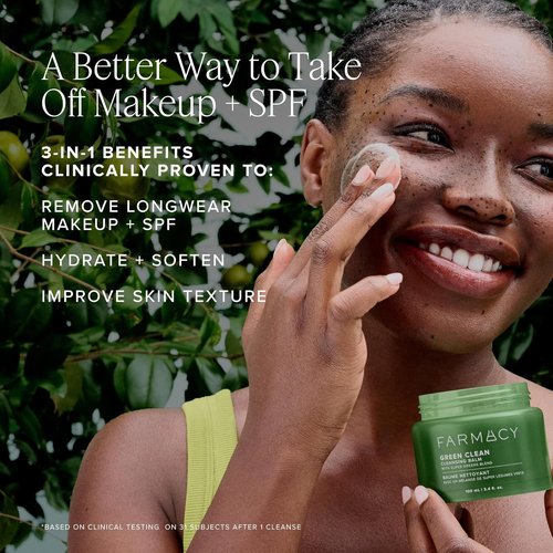 Farmacy Green Clean Makeup Remover Balm - Waterproof Oil Cleanser for Face | Hydrates & Softens Skin with Super Greens & Papaya (200ml)