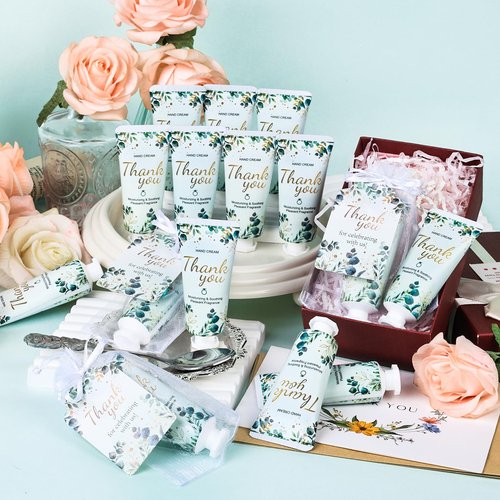 50 Pack Bulk Hand Cream Gifts Sets, Wedding Party Favors, Bridal Shower Gifts and Baby Shower Party Favors for Guests with Organza Bag and Thank You Card, Bulk Thank You Gifts for Women(Eucalyptus)