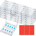 Landhoow 15 Pcs Press On Nail Boxes Nail Display Case with 30 Adhesive Tape, Artificial Press On Nail Container, Acrylic Storage Organizer(Clear)