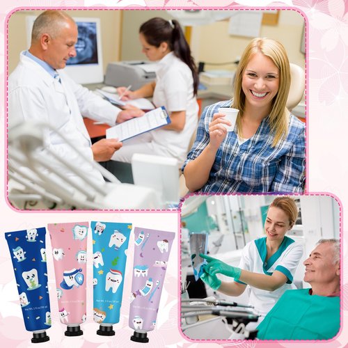 Loopeer 24 Pcs Dental Assistant Week Gifts Bulk Dental Hygienist Appreciation Teeth Themed Hand Creams Travel Size Mini Hand Lotion Thank You Gifts for World Oral Health Day (Teeth Theme)
