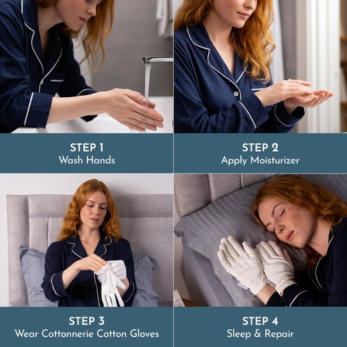 8 Pairs Cottonnerie Original Cotton Gloves for Dry Hands Sleeping, Moisturizing Gloves Overnight, Hand Moisturizer Gloves, Moisture Gloves for Dry Hands Overnight, Sleeping Gloves, Medium